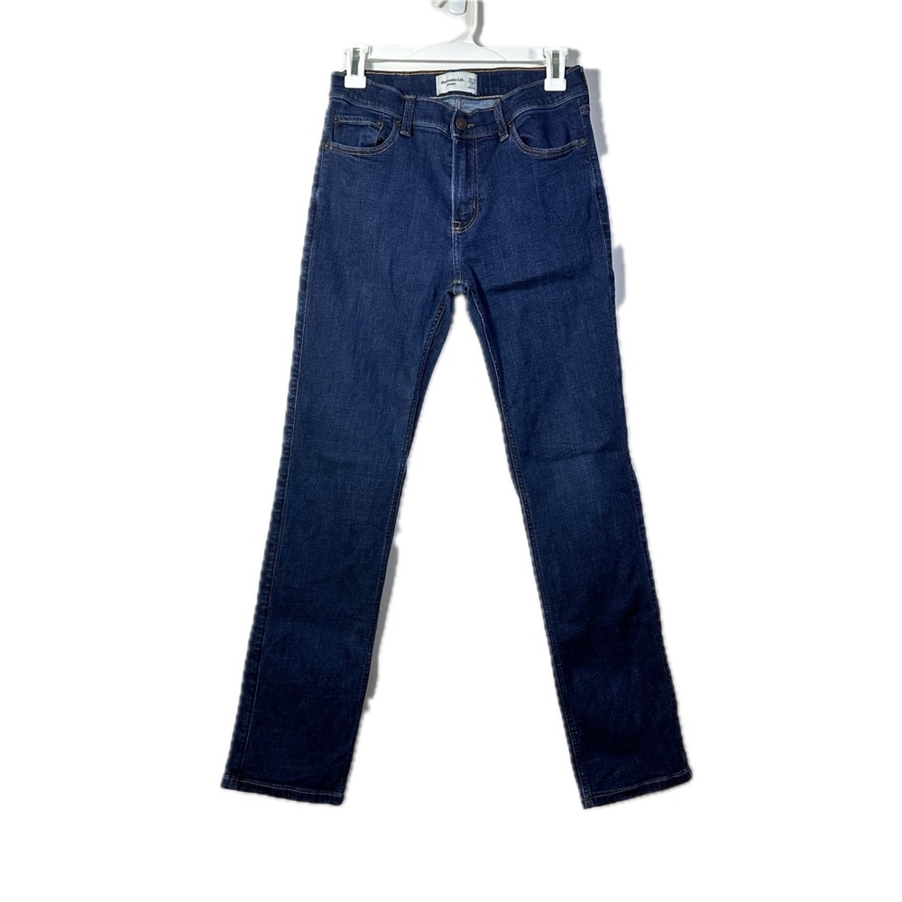 Abercrombie Unisex Youth Cut Jeans Adjustable Waist Dark Wash Size 13/14 Long